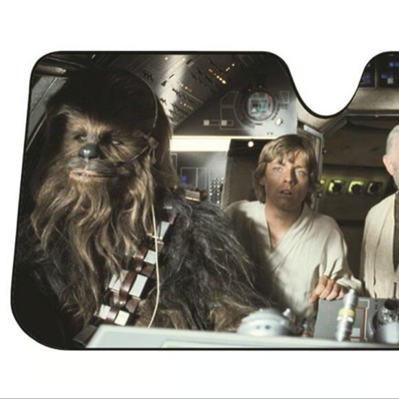 Star Wars Millennium Falcon Accordion Sunshade (Chewy, Luke, Obi Won & Han) - Picture 2 of 8